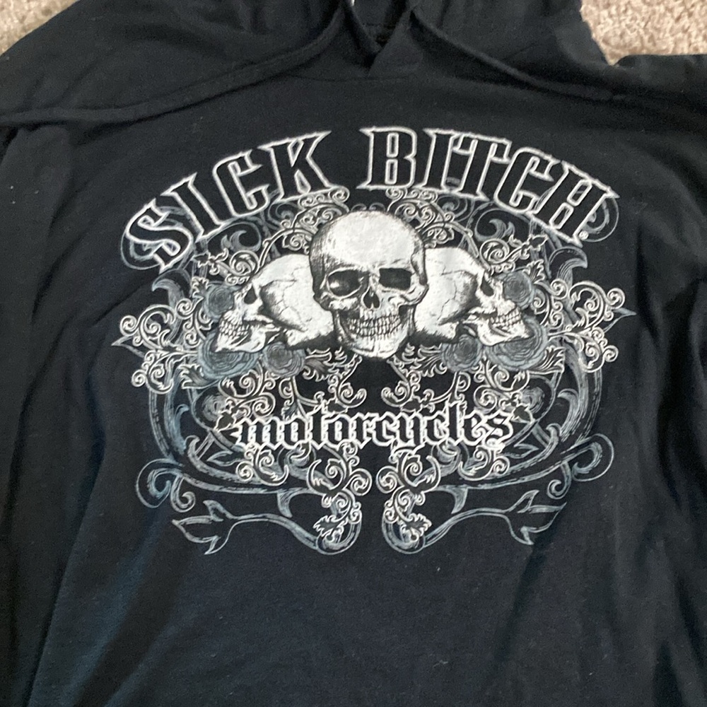 Crop motorcycle hooded top